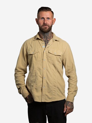 Checker Regular fit Overhemd ' Dynasty Cord ' in Beige: voorkant