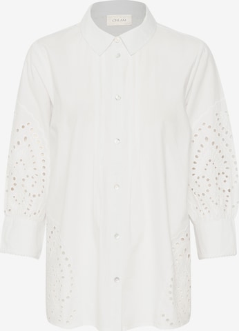 Cream Blouse 'Rihanna' in Wit: voorkant