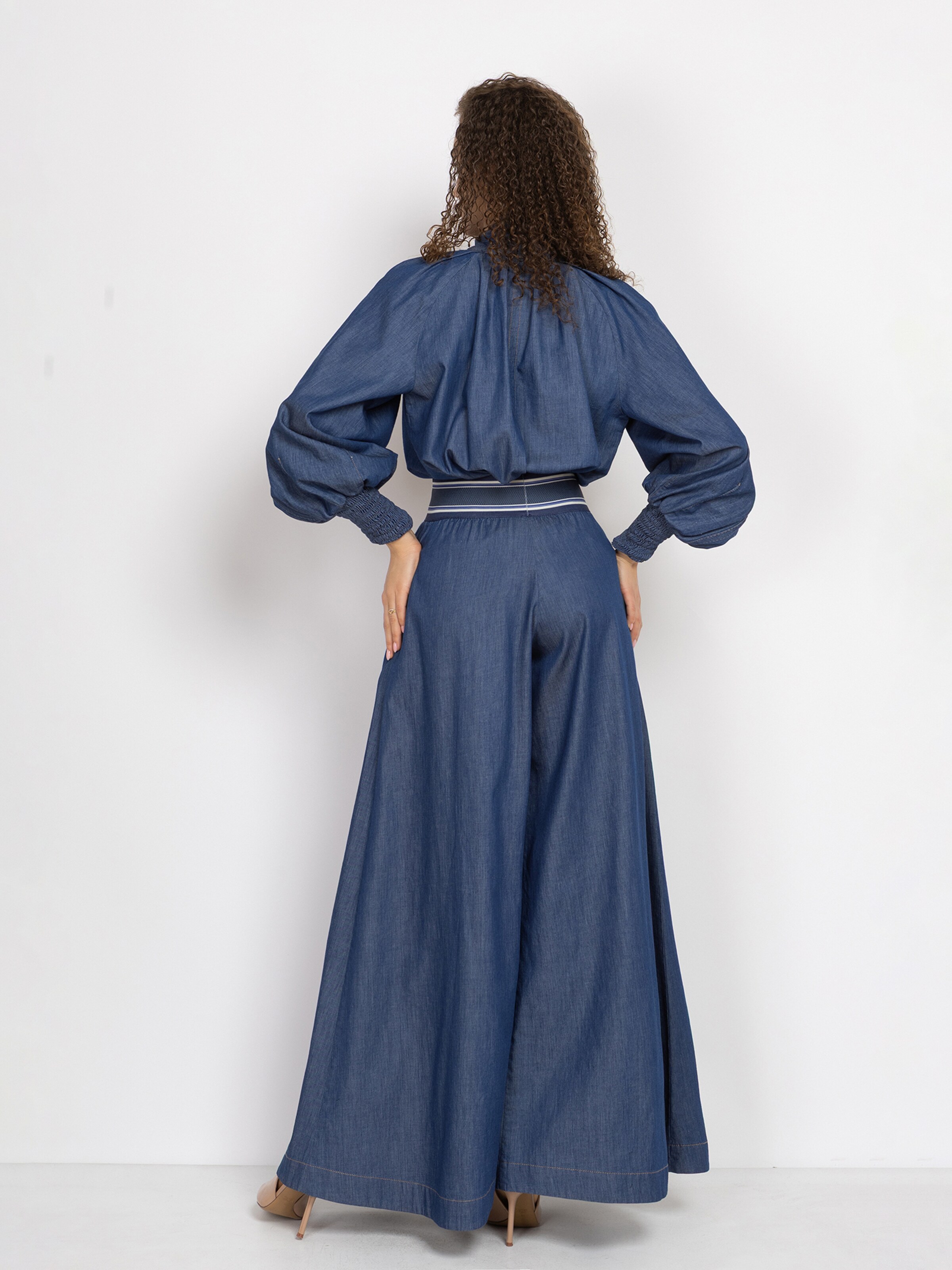 JIORO Wide leg Trousers 'ESSENTIALS' in Blue