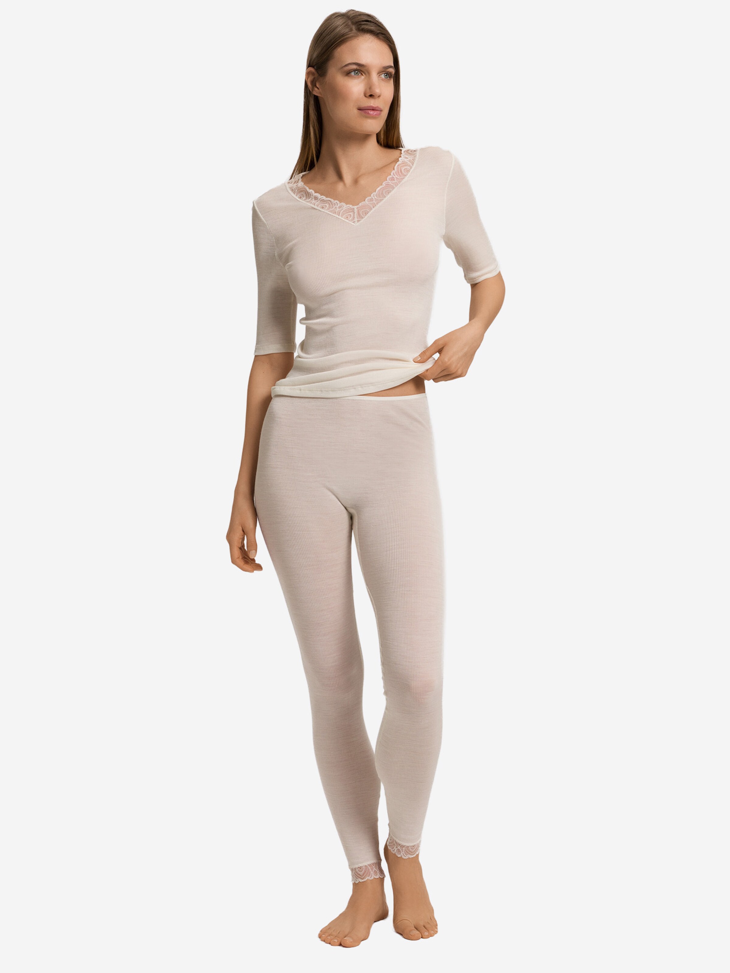 Skinny Leggings ' Woolen Lace ' Hanro en blanc