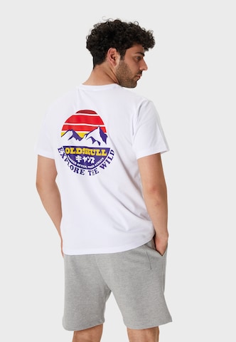 Oldskull T-Shirt 'Wrldvibe Explore The Wild' in Weiß: Vorderseite