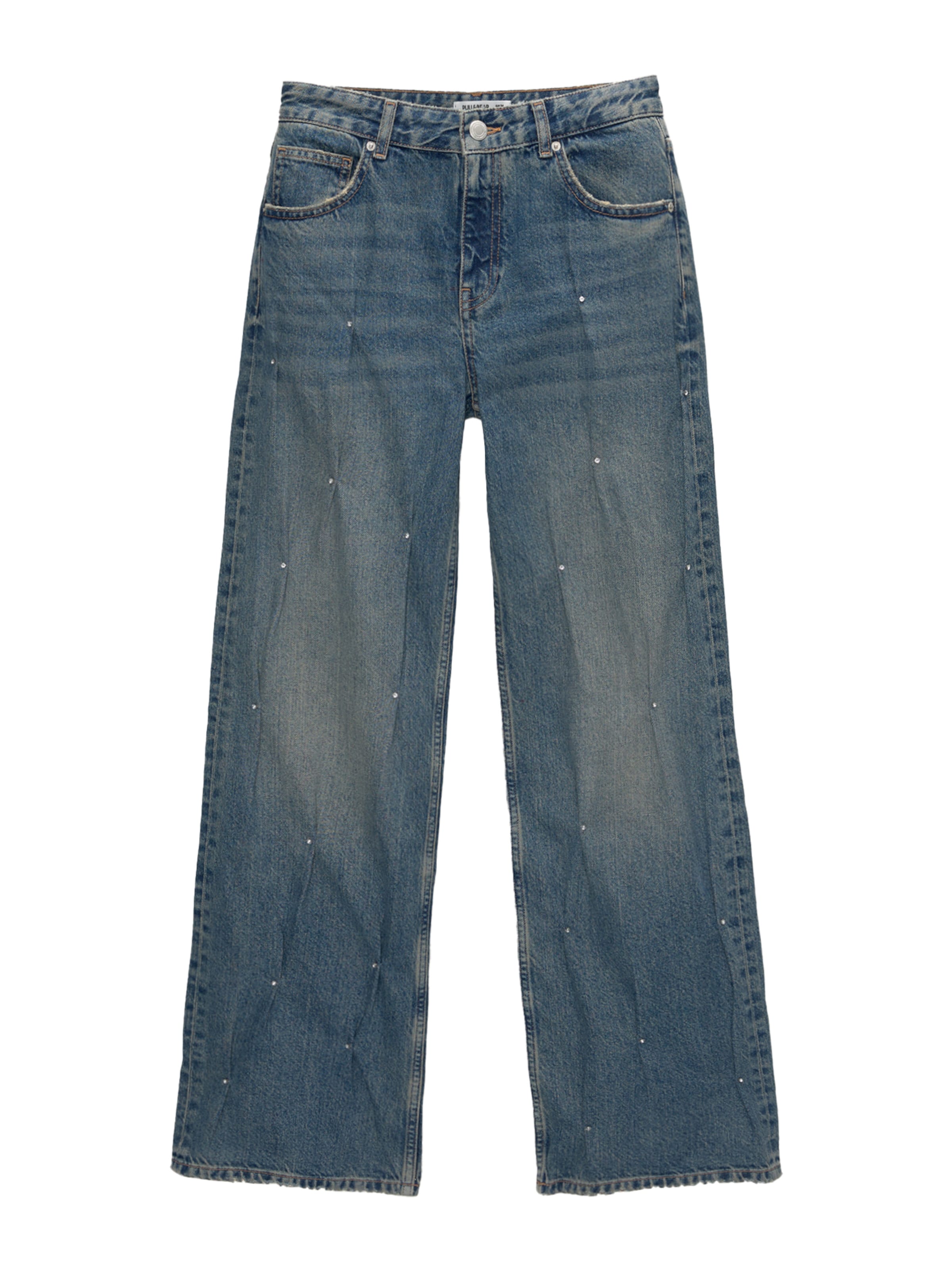 Pull&Bear Wide leg Jeans in Blue: front