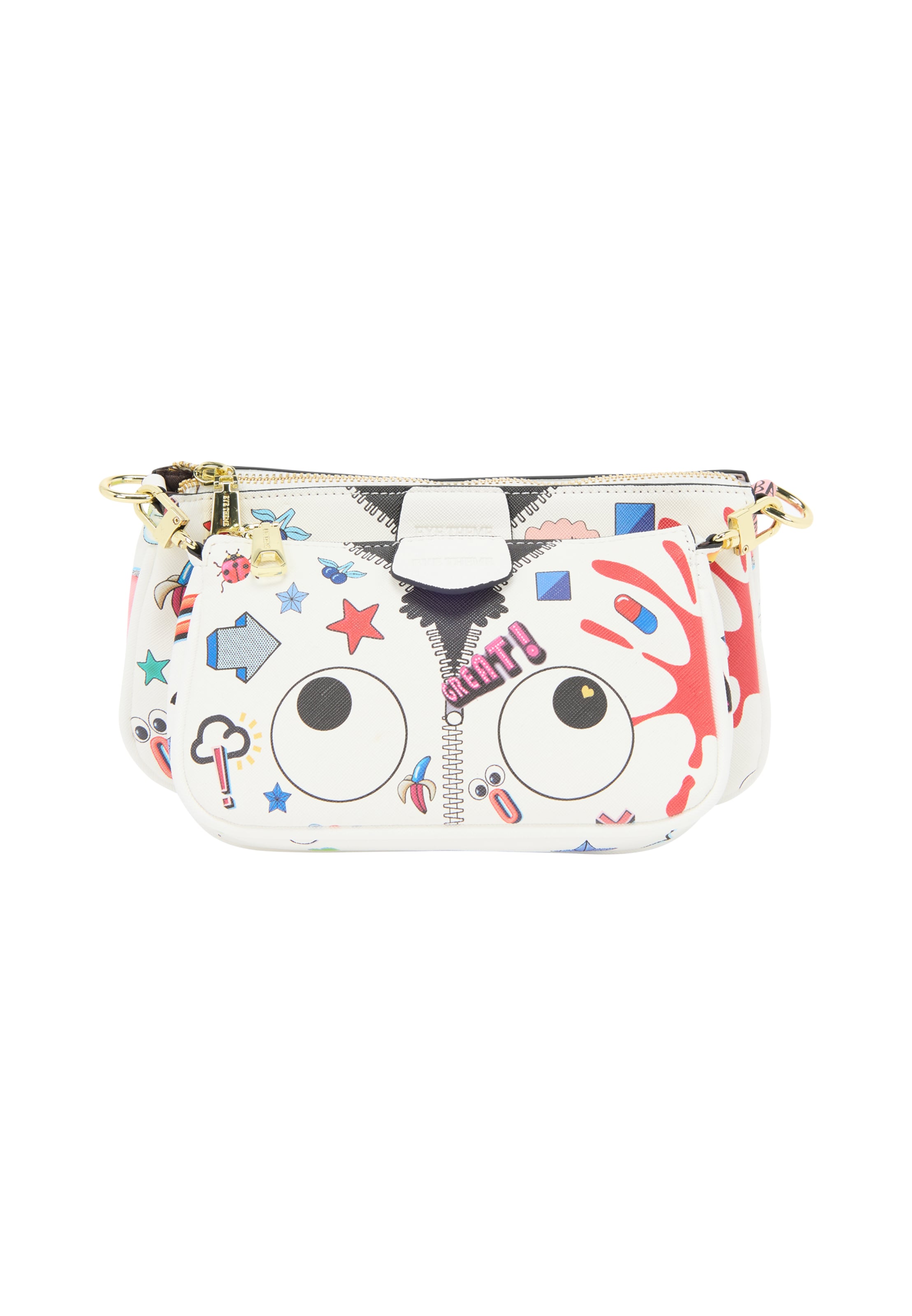 MYMO Õlakott 'Pop Eyetheme', värv valge: eest vaates