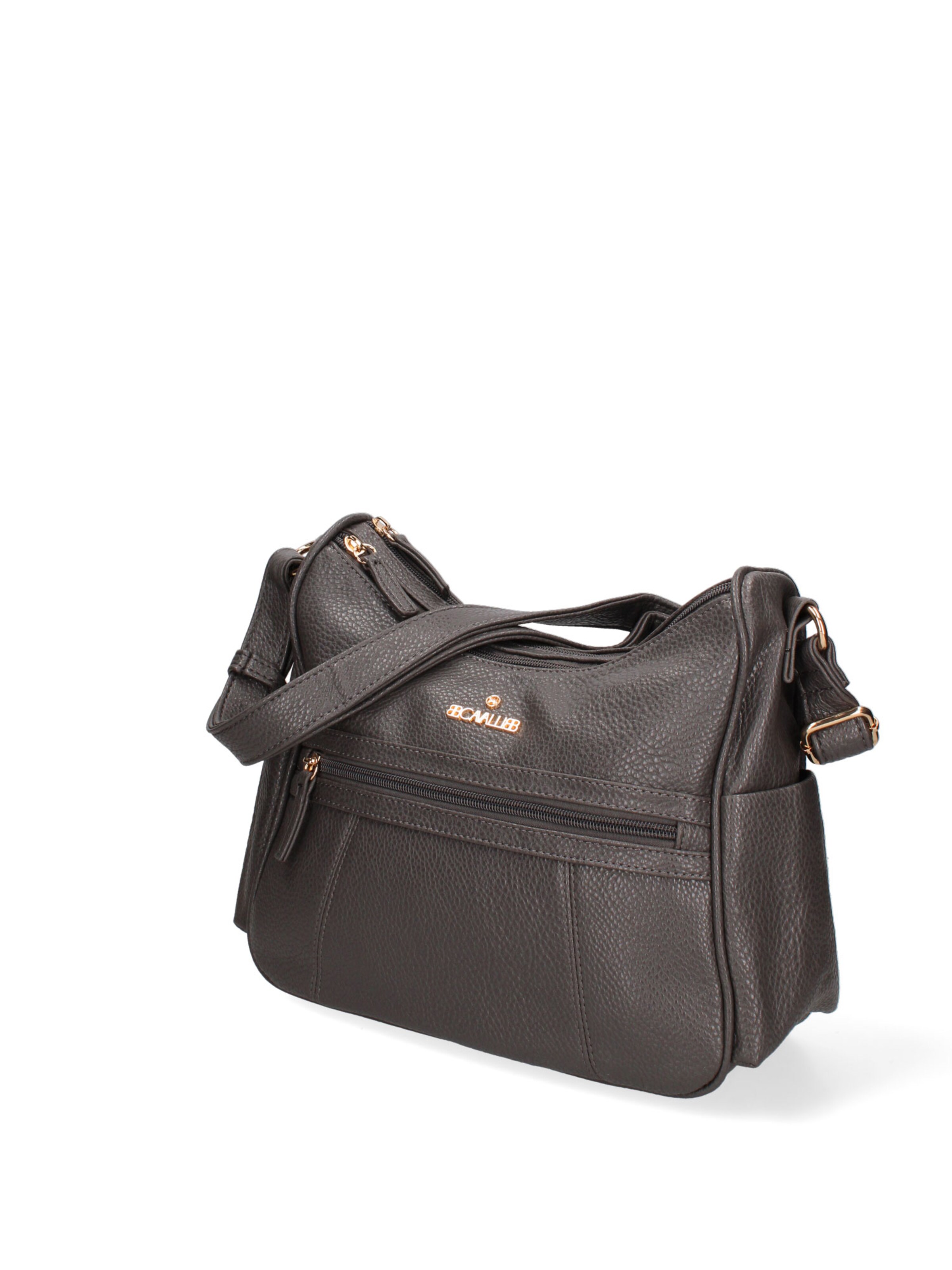 Borsa a tracolla 'Borsa a Tracolla Donna B Cavalli Ecopelle Zip Tasche Multiple 28x24cm' di B. Cavalli in grigio