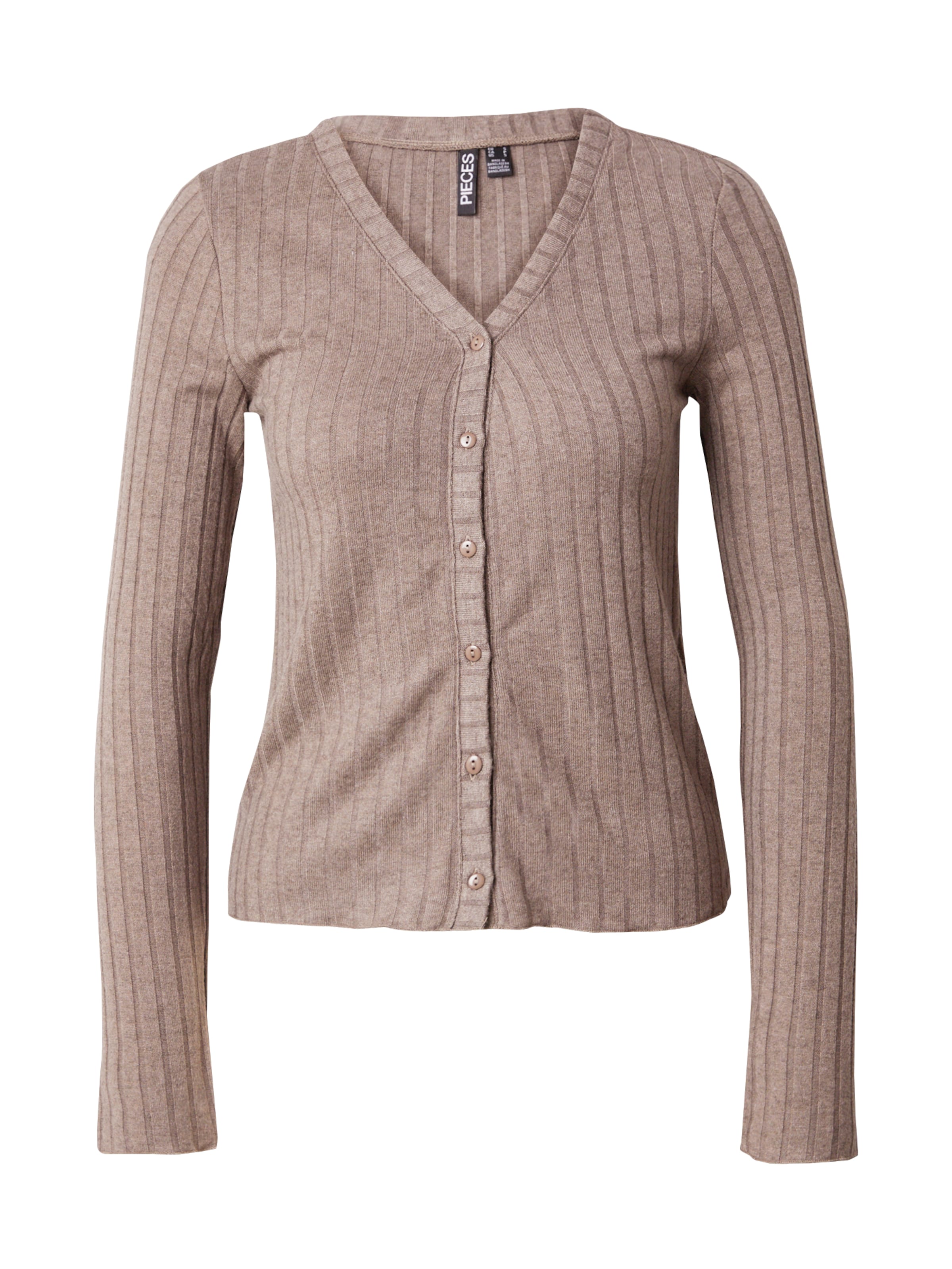 PIECES Knit Cardigan 'PCIris' in Brown: front