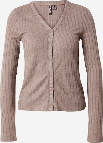 PIECES Strickjacke 'PCIris' in Braun: Vorderseite