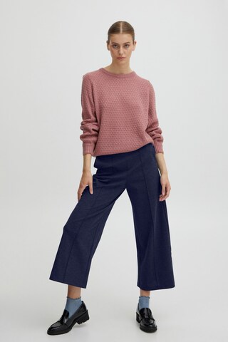 ICHI Wide leg Broek 'KATE' in Blauw: voorkant