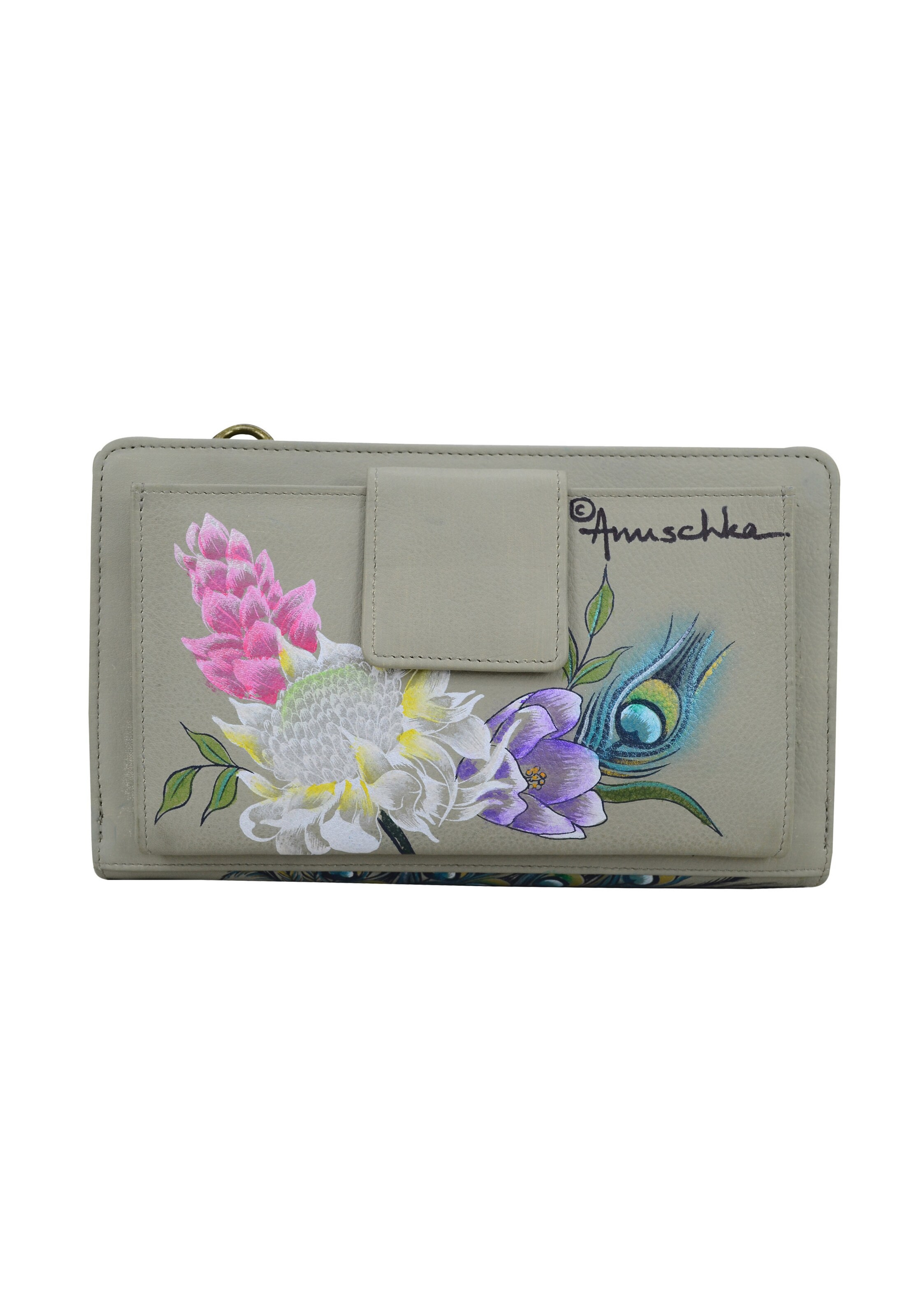 Frauen Portemonnaies ANUSCHKA Handbemalte Brieftasche 'Peacock' in Mischfarben - QP79592 Frauen Portemonnaies ANUSCHKA Handbemalte Brieftasche 'Peacock' in Mischfarben - QP79592