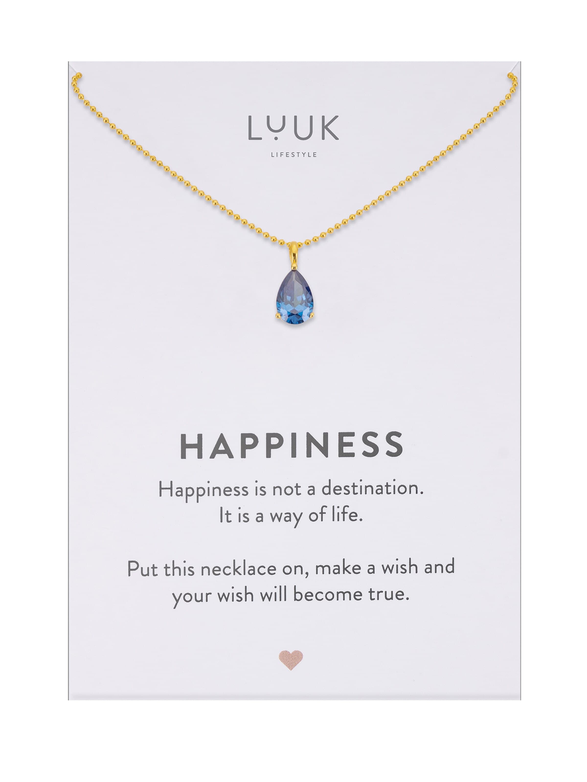LUUK LIFESTYLE Kette 'LUUK LIFESTYLE Halskette "Kristall Dunkelblau"'‌‌‌‌‌‌ in Gold: Vorderseite