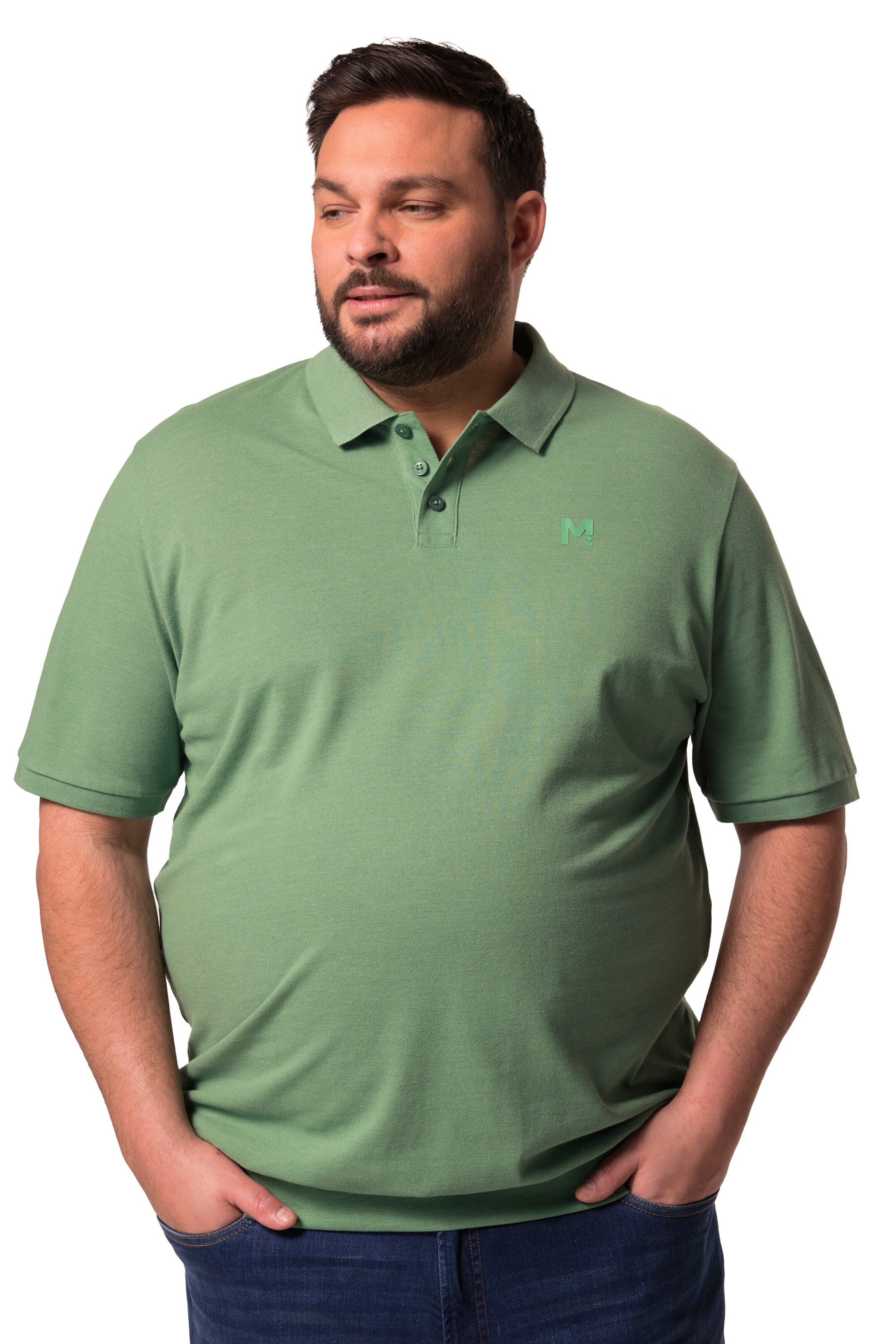 Men Plus Poloshirt in Grün: Vorderseite