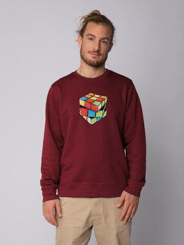 Watapparel Sweatshirt 'Pixel Zauberwürfel' in Rood: voorkant