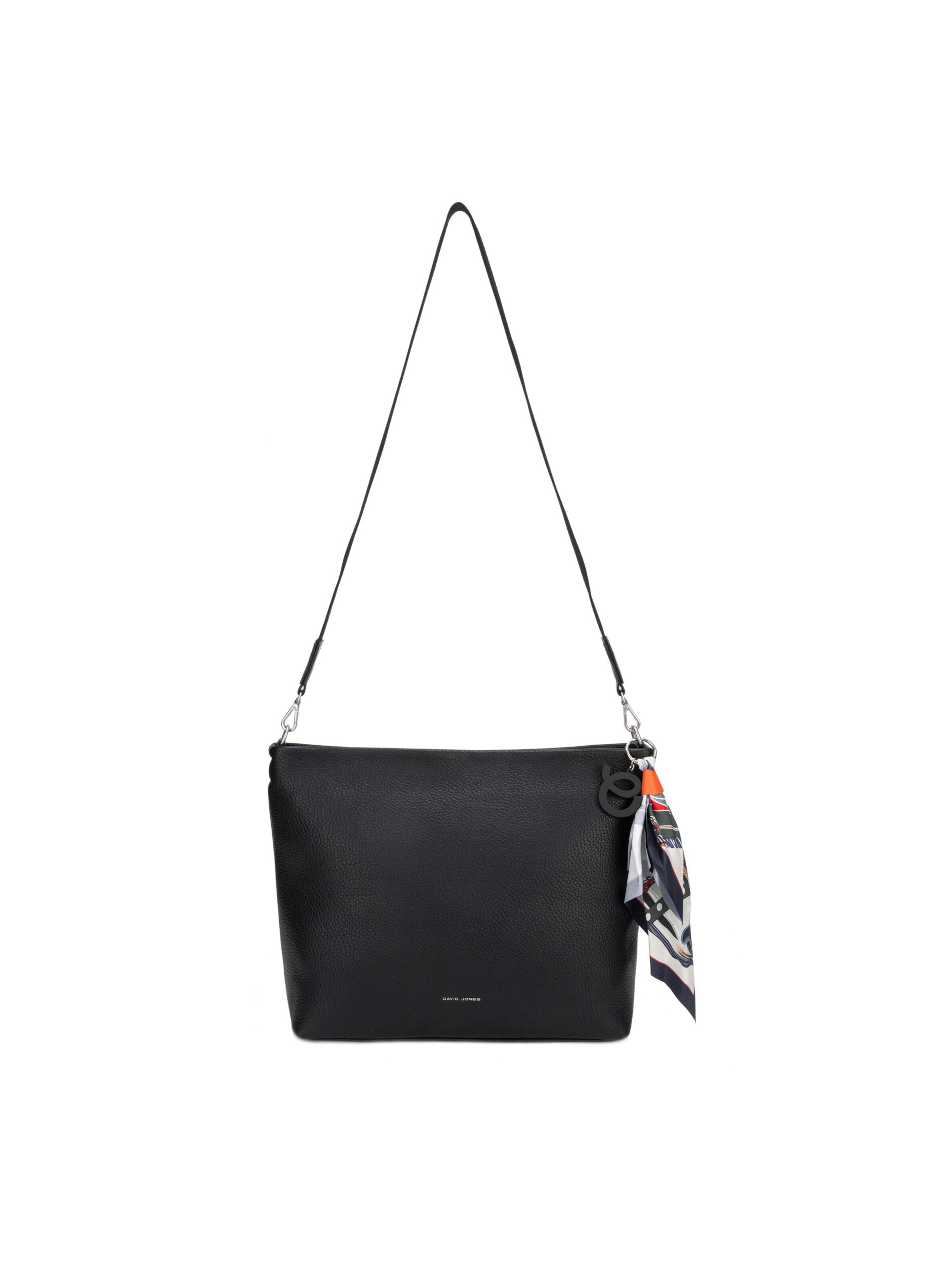 Borsa a spalla 'Borsa Hobo David Jones con Foulard Multicolore e Charm' di David Jones in nero: frontale