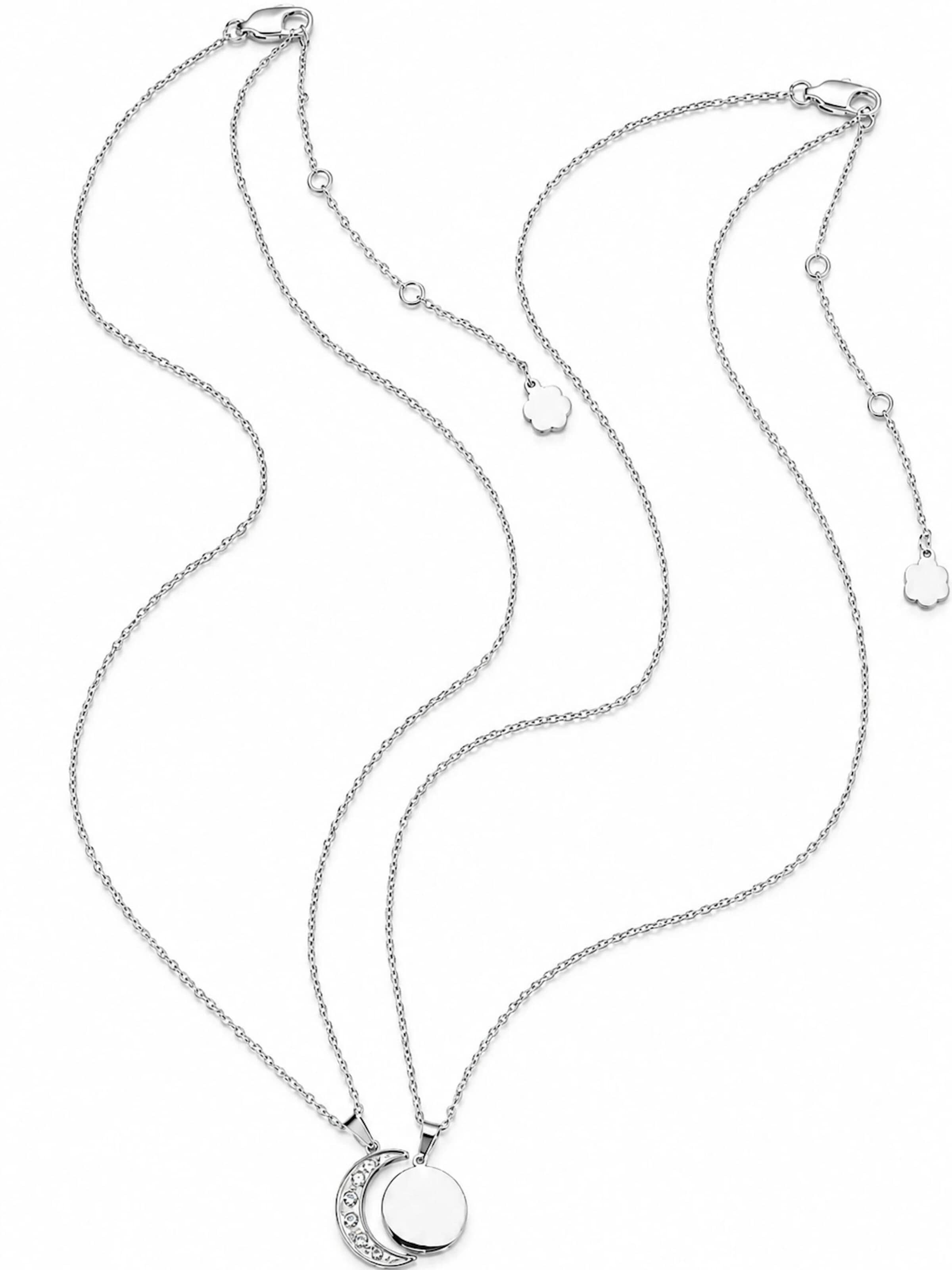 Chaîne 'Connected Sun & Moon' Hey Happiness en argent