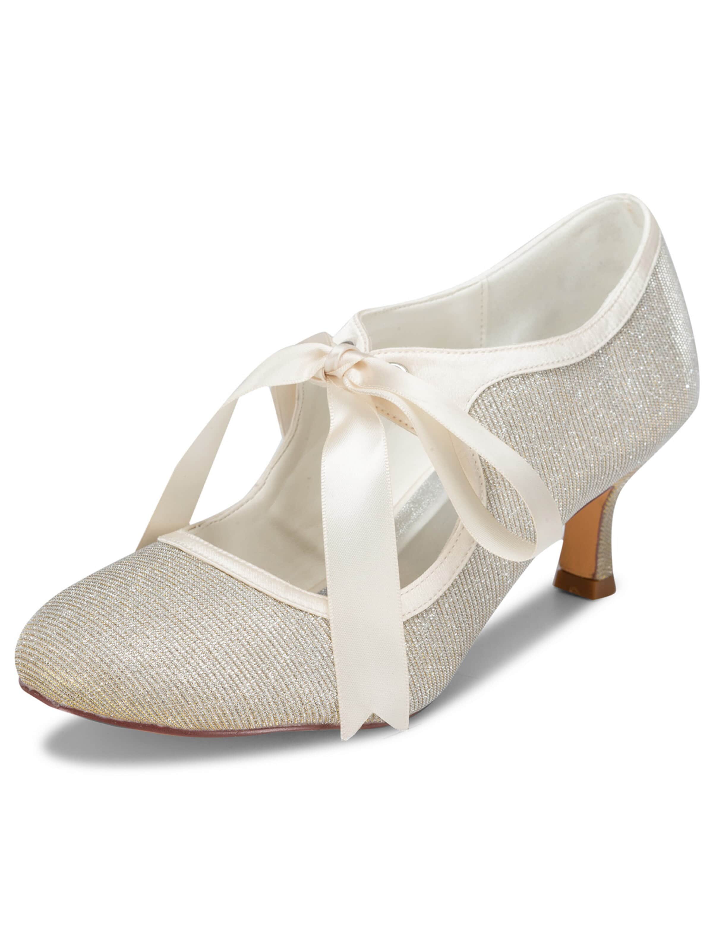jiajia Pumps '14031-1 Elegante Spitzen-Pumps in  mit Schleife, Vintage Stil' in Gold: front