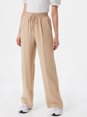 River Island Wide leg Pleated Pants in Beige: front