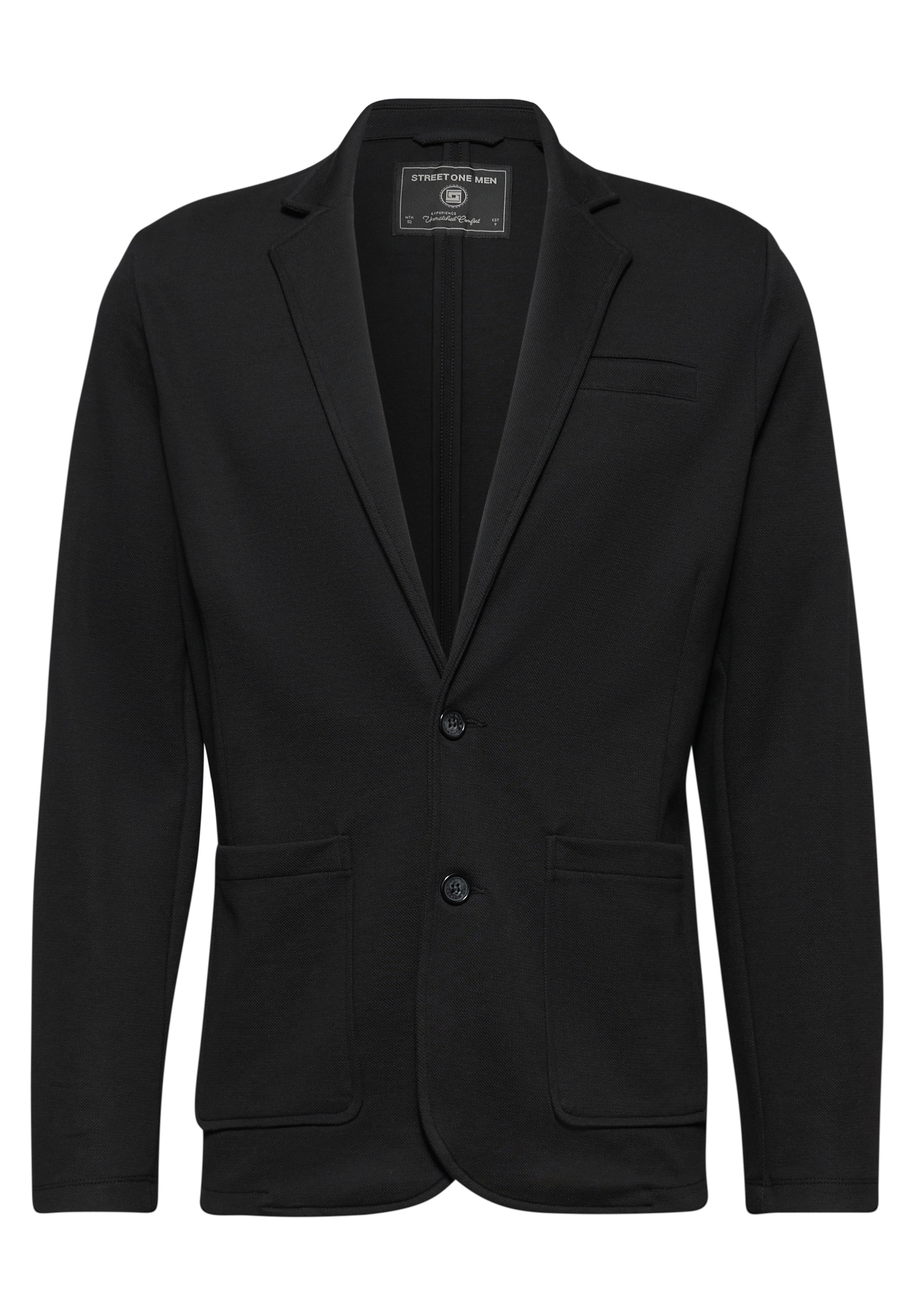 Street One MEN Regular Fit Sakko 'Piqué Jersey' in Schwarz: Vorderseite