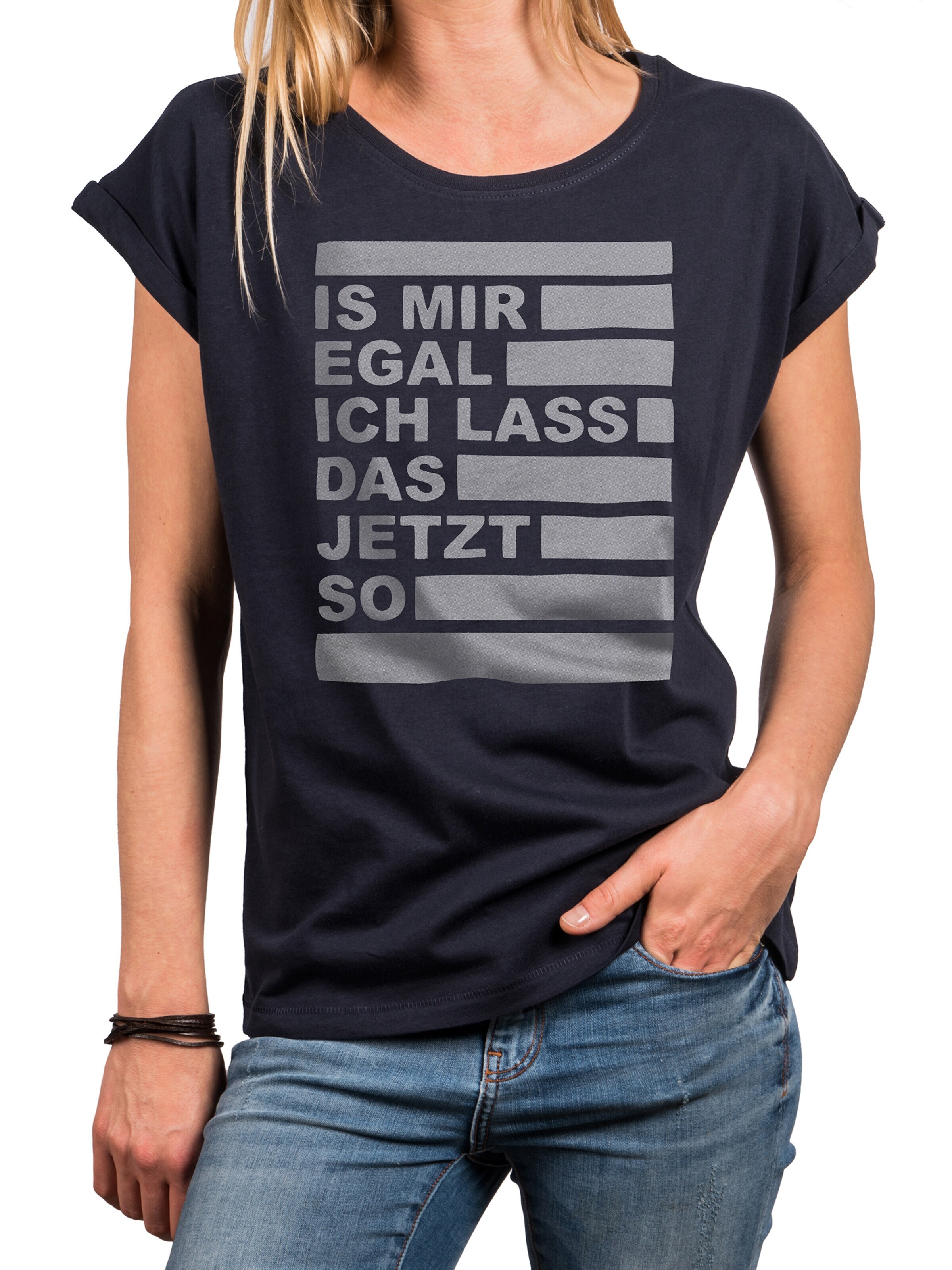 MAKAYA Shirt 'Is mir egal' in Blue