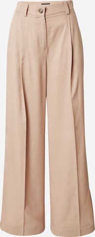 Sisley - Pierna ancha Pantalón de pinzas en beige: frente