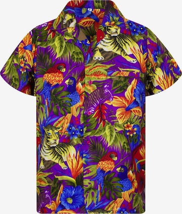 King Kameha Shirt 'Jungle' in Purple: front