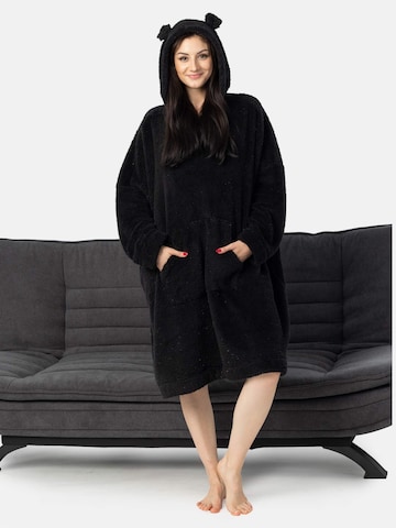 LEAFLETIC - Vestido talla grande 'Leafletic Women’s Oversize Hoodie' en negro: frente