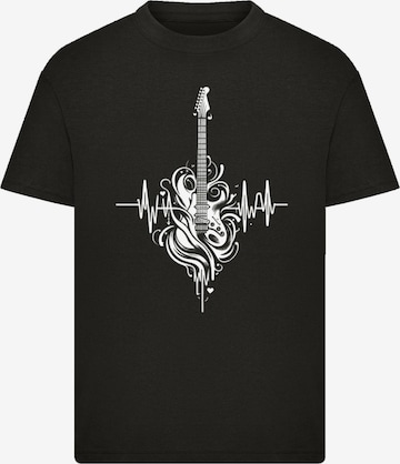 F4NT4STIC T-Shirt 'Gitarre Heartbeat' in Schwarz: Vorderseite