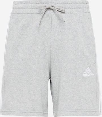 ADIDAS SPORTSWEAR Regular Workout Pants 'Essentials French Terry 3-Stripes' in Grey: front