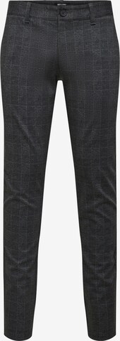 Coupe slim Pantalon chino 'Mark' Only & Sons en noir : devant