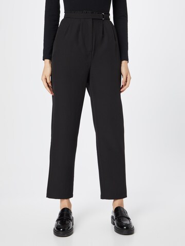 ABOUT YOU Tapered Pleat-Front Pants 'Meline' in Black: front