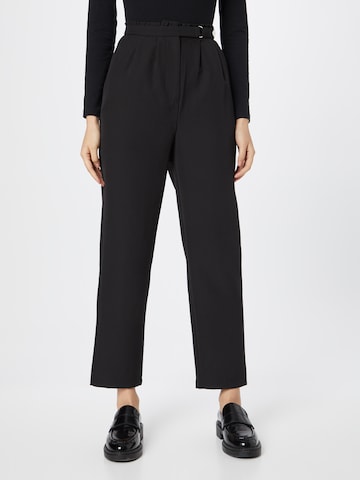ABOUT YOU Tapered Pleat-Front Pants 'Meline' in Black: front