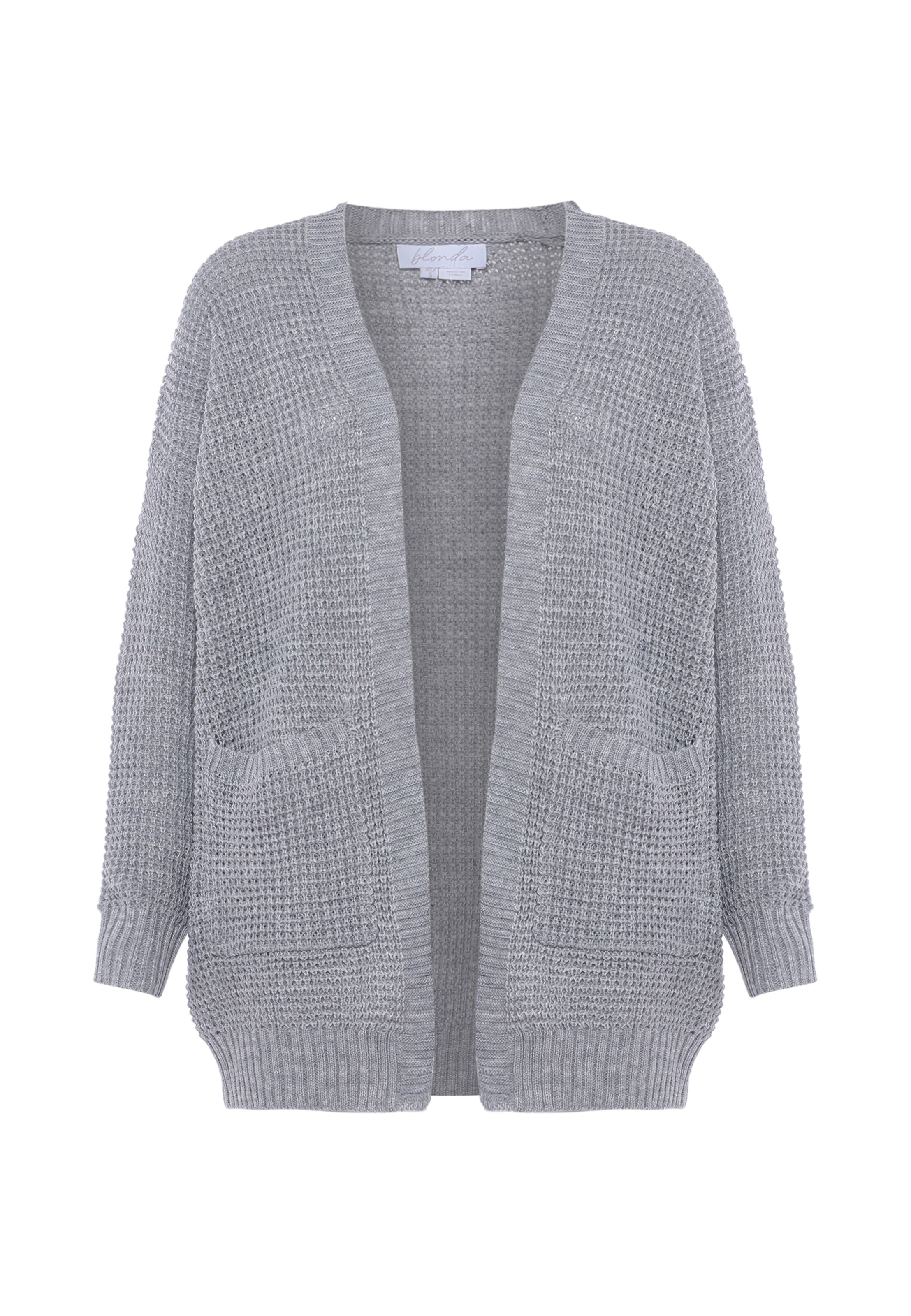 BLONDA Neuletakki värissä harmaa: etupuoli