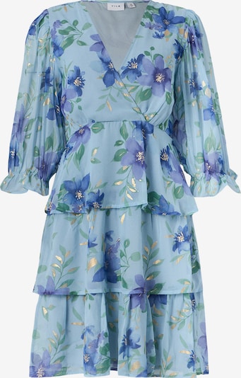 VILA Haljina 'VIMAGNOLIA' u plava / svijetloplava / zlatna / menta, Pregled proizvoda