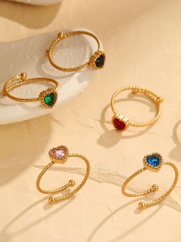 Pure Schmuck Ring 'Garden Heart Ring | Bridgerton' in Grün