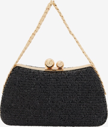 Clutch de la faina pe negru: față