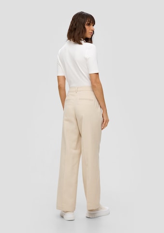 s.Oliver Wide leg Pleat-Front Pants in Beige: back