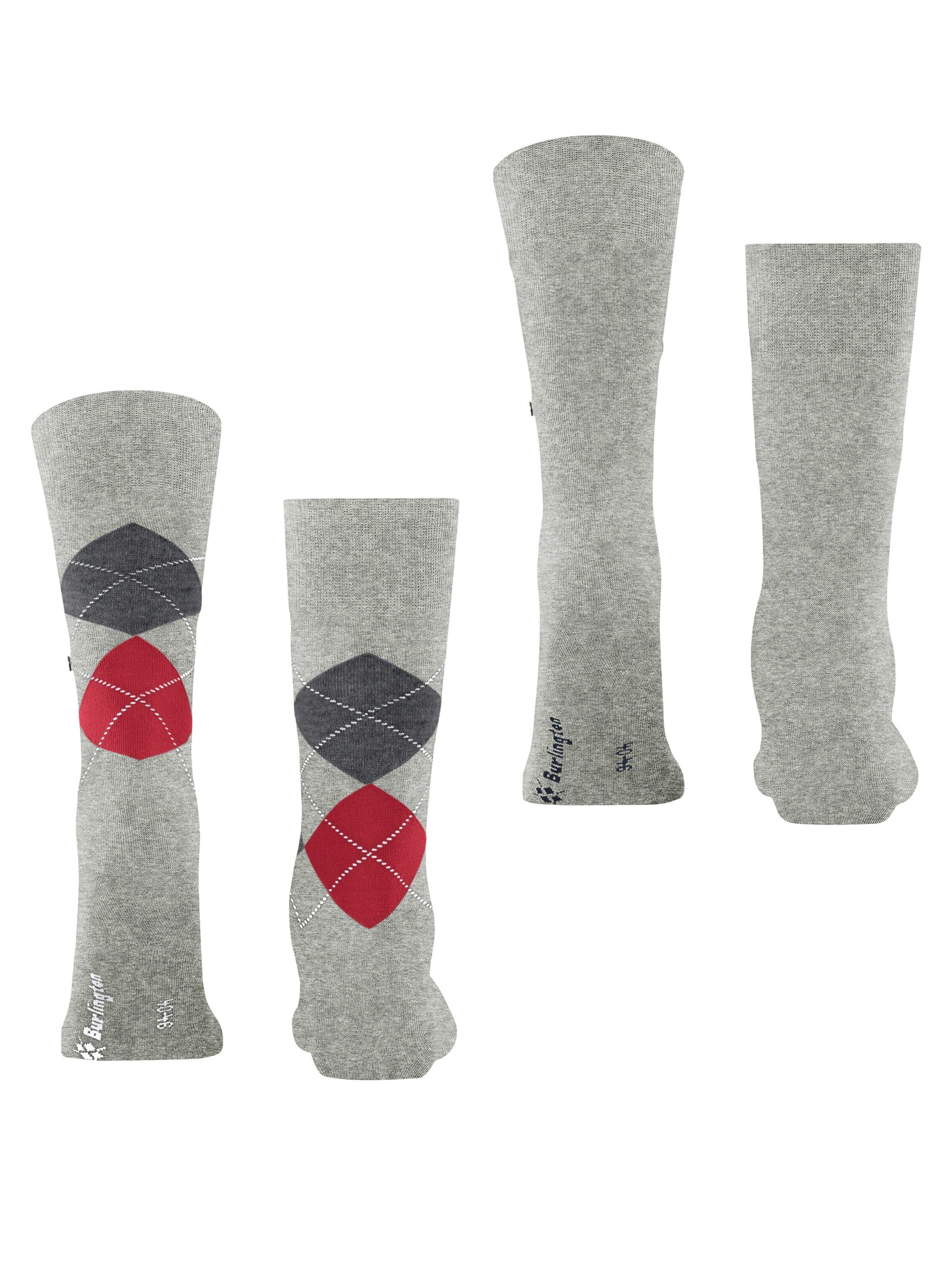 BURLINGTON Socks 'Everyday Argyle Mix 2-Pack' in Grey