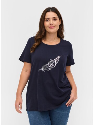 Zizzi T-Shirt 'Echerie' in Blau: predná strana