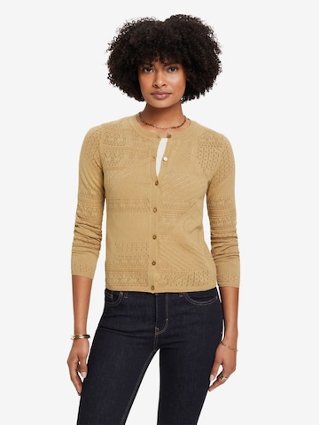 ESPRIT Knit Cardigan in Brown: front