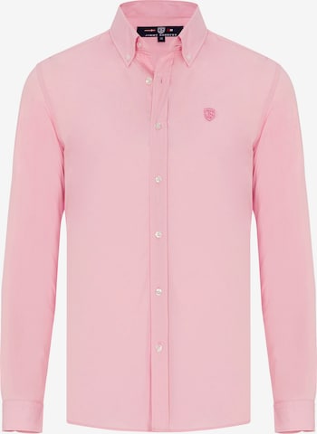 Jimmy Sanders Slim fit Overhemd in Roze: voorkant