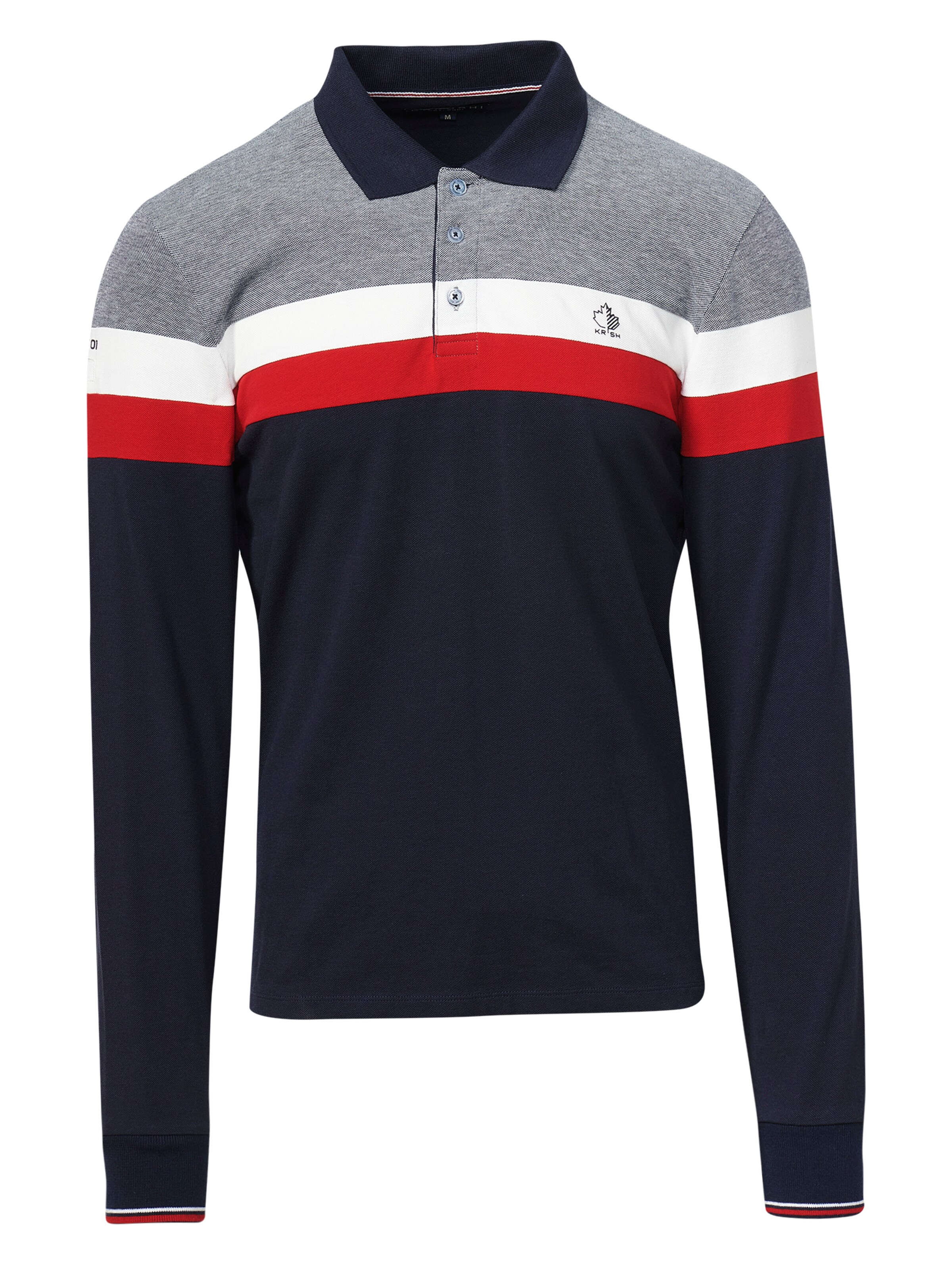 KOROSHI Shirt in nachtblau / grau / rot / weiß, Produktansicht