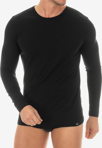 zd ZERO DEFECTS Onderhemd 'Long-Sleeved T-Shirt Egyptian Cotton' in Zwart: voorkant