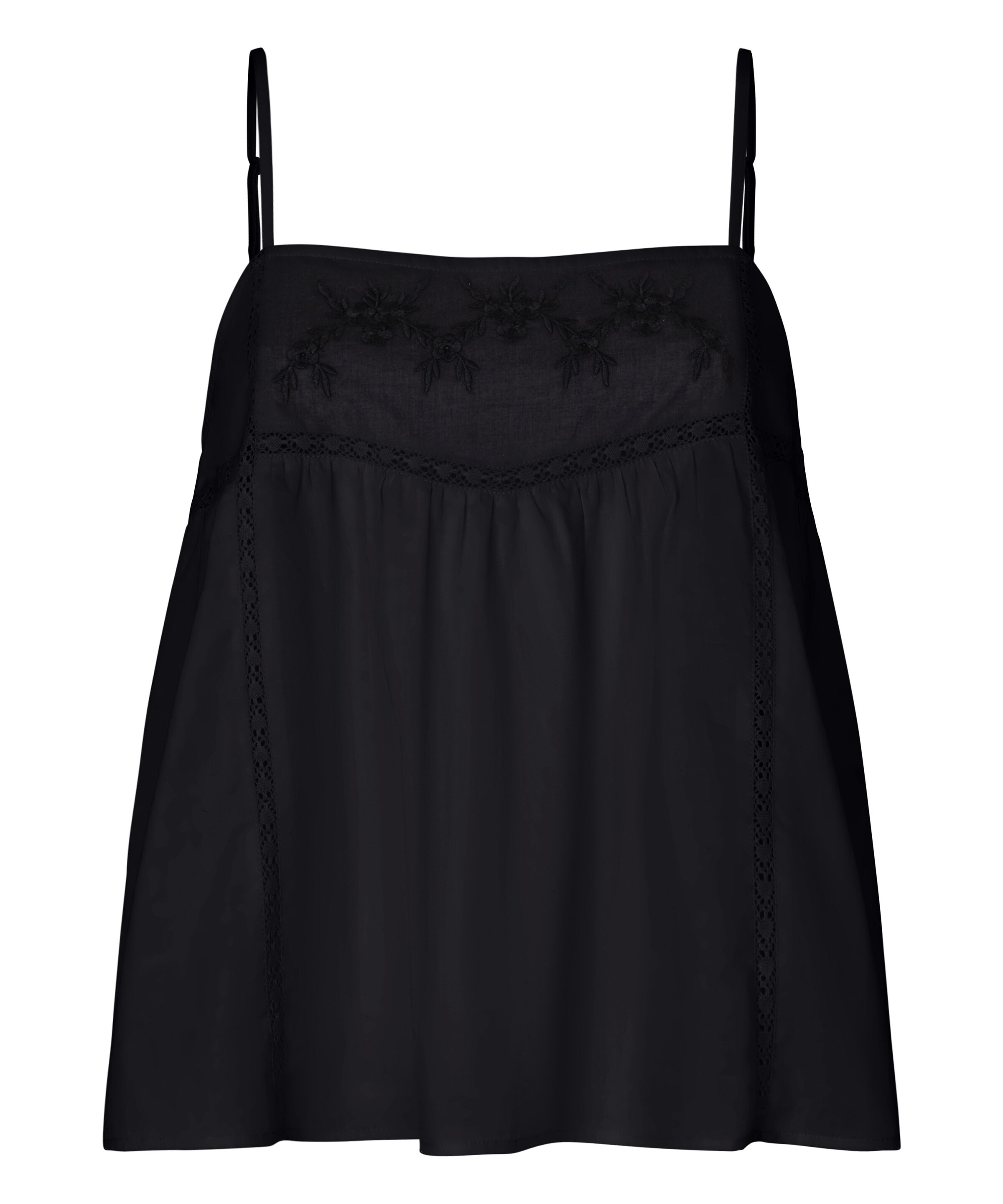 Hunkemöller Slaapshirt 'Cami' in Zwart: voorkant