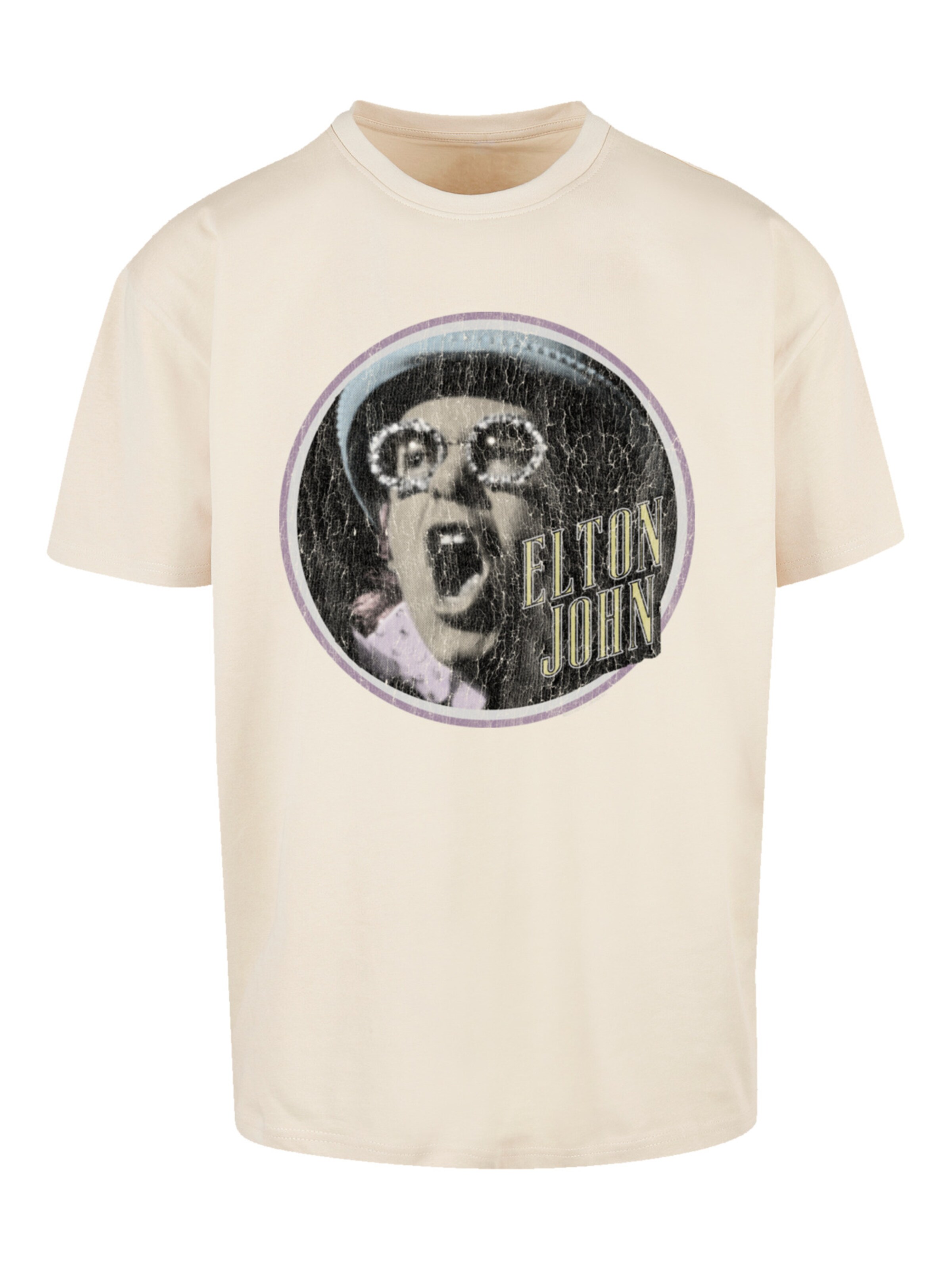 T-Shirt 'Elton John Vintage Circle' F4NT4STIC en beige : devant