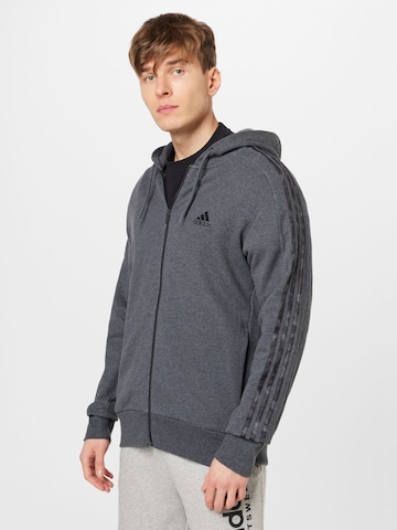 ADIDAS SPORTSWEAR Sports sweat jacket 'Essentials French Terry 3-Stripes ' in Grey: front