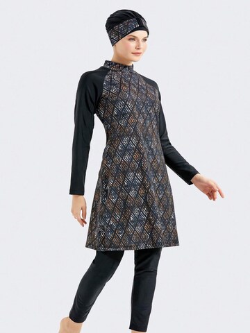 C&City High neck Badeanzug in Schwarz: Vorderseite