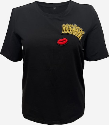 RADADA Shirt 'CROWN AND RED LIPS' in Black: front