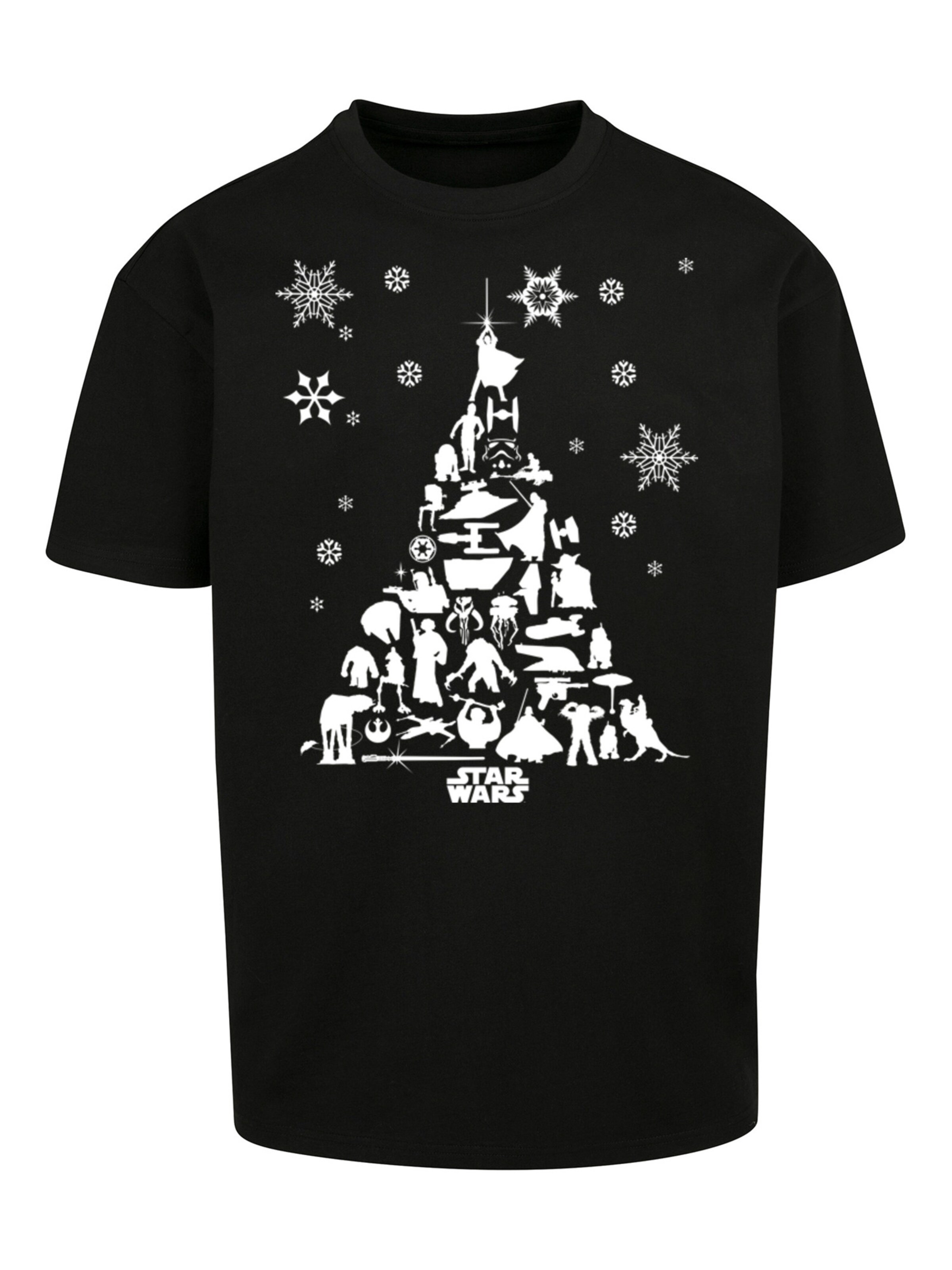 F4NT4STIC T Shirt 'Star Wars Christmas Tree' in Schwarz: Vorderseite