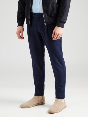 bugatti Tapered Pleat-front trousers in Blue: front