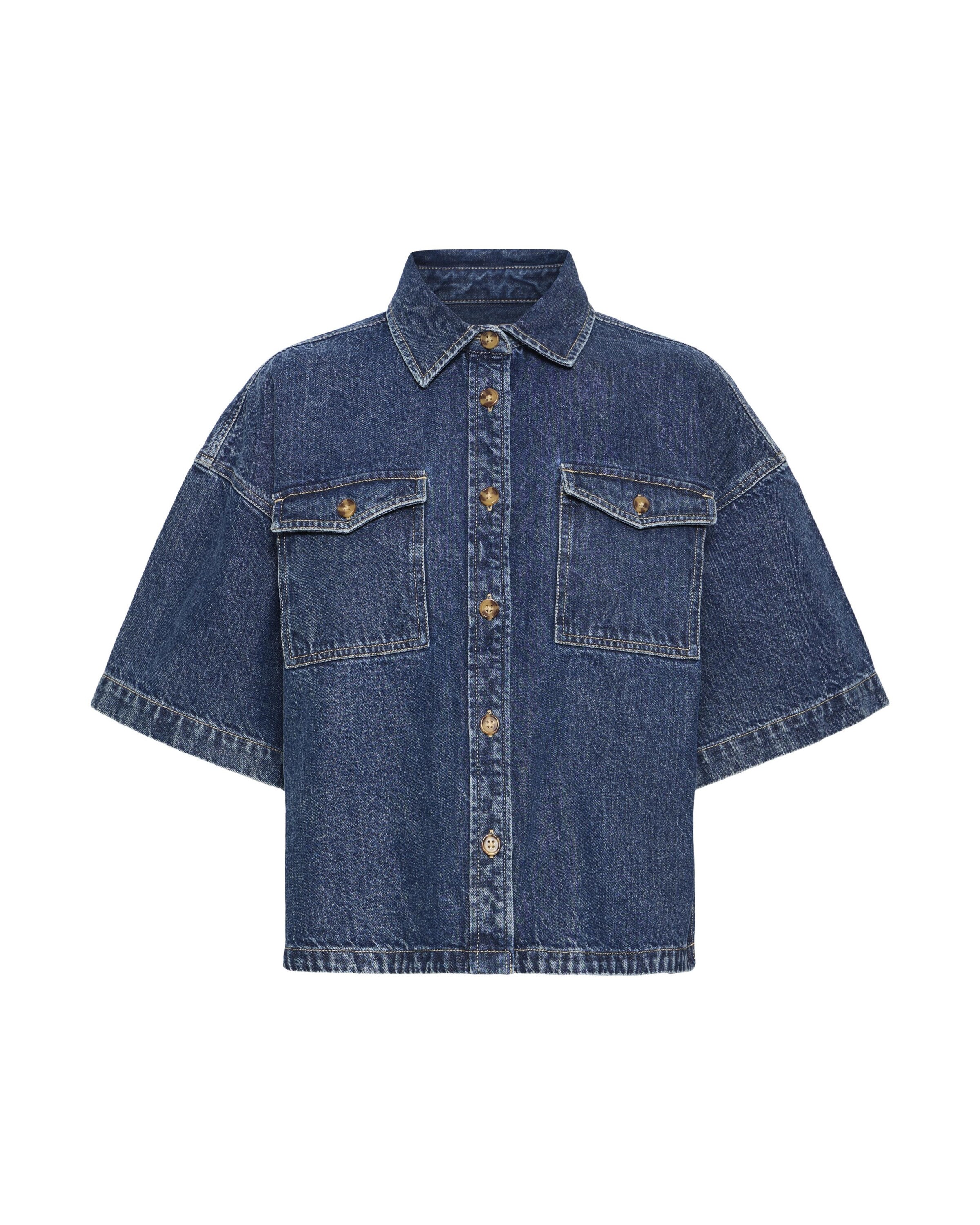 ICHI Bluse 'KAMINA ' in XS in blue denim, Produktansicht