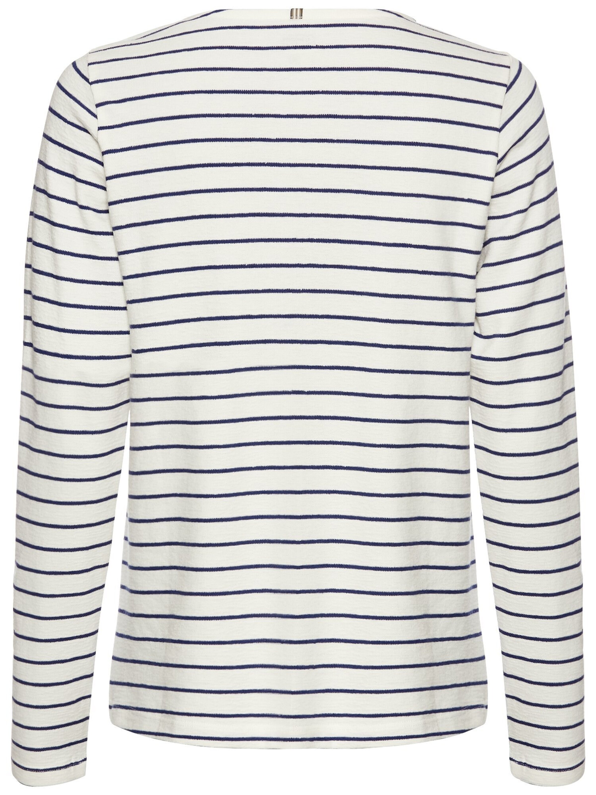 CAMEL ACTIVE Gestreiftes Langarmshirt aus reiner Baumwolle in Weiß: Vorderseite