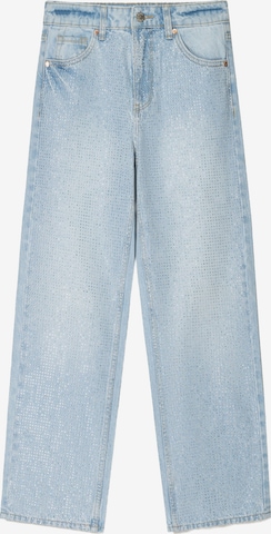 BershkaWide Leg/ Široke nogavice Traperice - plava boja: prednji dio